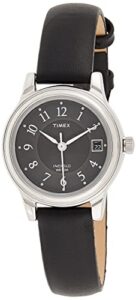 timex women's t29291 porter street black leather strap watch