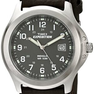 Timex Men's T40091 Expedition Metal Field Black/Brown Nylon/Leather Strap Watch