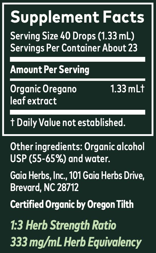 Gaia Herbs Oregano Leaf 1 Fl Oz, Liquid Extract