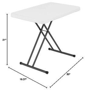 Lifetime 28241 Adjustable Folding Laptop Table TV Tray, 30 inch, White Granite