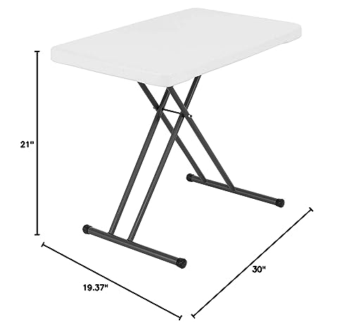 Lifetime 28241 Adjustable Folding Laptop Table TV Tray, 30 inch, White Granite