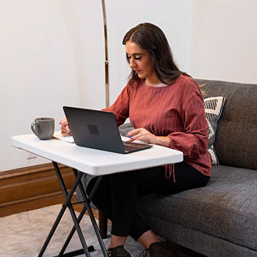 Lifetime 28241 Adjustable Folding Laptop Table TV Tray, 30 inch, White Granite