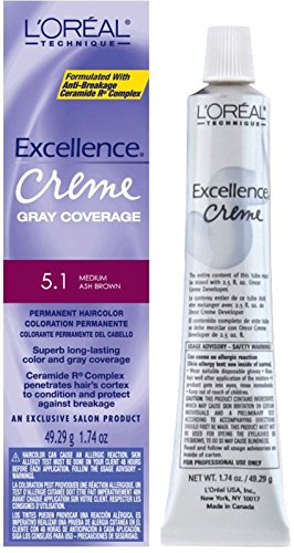 L'oreal Excellence Creme Permanent Hair Color, Medium Ash Brown No.5.1, 1.74 Ounce