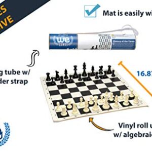 WE Games Chess Sets for Adults, Chess Board is 17 in., Chess Pieces with 3.08 inch King Travel Chess Set, Board Games Storage in Convenient Portable Carry Tube, Games for Adults