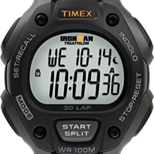 Timex Men's T5E901 Ironman Classic 30 Gray/Black Resin Strap Watch, Black/Gray/Orange Accent, One Size