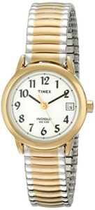 timex women's easy reader 25mm watch – two-tone case white dial with expansion band