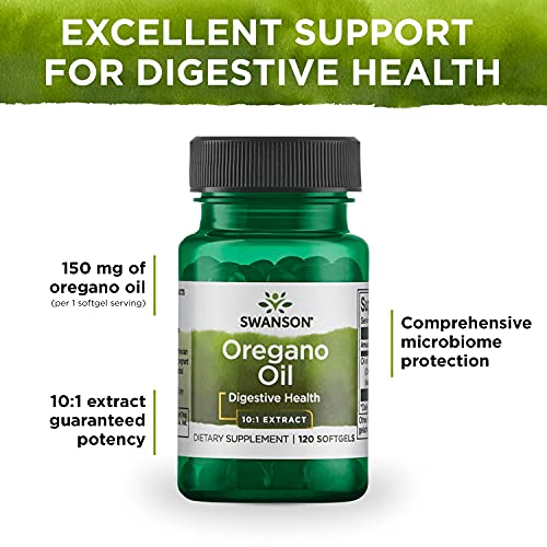 Swanson Oregano Oil 10:1 Extract-Natural Supplement Promoting Digestive Health-Respiratory & Urinary Tract Health Support (120 Softgels, 150mg Each)