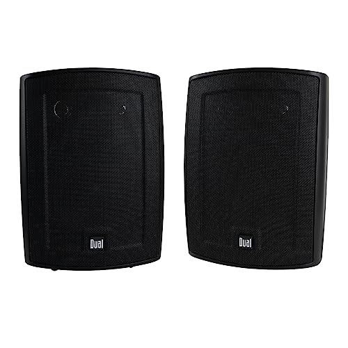 Dual Electronics LU53PB 5.25" 3-Way High Performance Outdoor Indoor Speakers with Powerful Bass | Effortless Mounting Swivel Brackets | All Weather Resistance | Expansive Stereo Sound Coverage | Sold in Pairs, Black