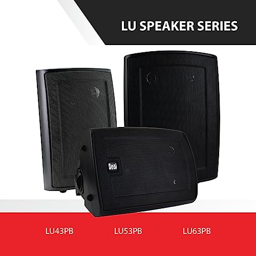 Dual Electronics LU53PB 5.25" 3-Way High Performance Outdoor Indoor Speakers with Powerful Bass | Effortless Mounting Swivel Brackets | All Weather Resistance | Expansive Stereo Sound Coverage | Sold in Pairs, Black