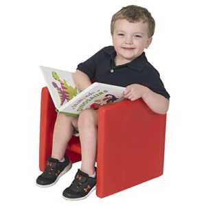 Children's Factory-CF910-008 Cube Chair for Kids, Flexible Seating Classroom Furniture for Daycare/Playroom/Homeschool, Indoor/Outdoor Toddler Chair, Red,1 set