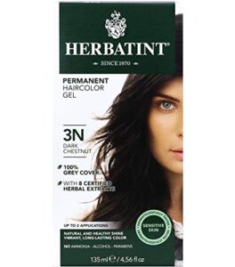 herbatint permanent haircolor gel, 3n dark chestnut, alcohol free, vegan, 100% grey coverage - 4.56 oz