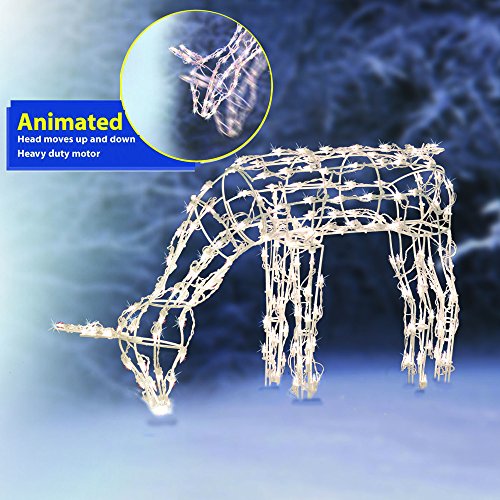 Brite Star 48" Lighted and Animated Feeding Doe Deer Christmas Yard Art - Clear Lights