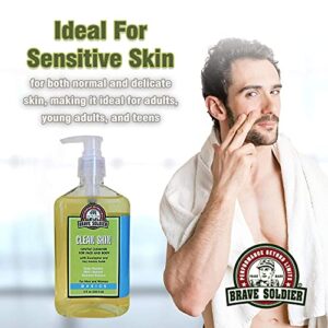 Brave Soldier Clean Skin Face Cleanser for Men and Women Moisturizing Face Wash for Sensitive,Oily, or Dry Skin, Mild Makeup Remover | Pump Bottle 8 fl. oz. / 236.5 ml