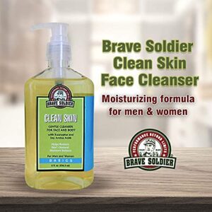 Brave Soldier Clean Skin Face Cleanser for Men and Women Moisturizing Face Wash for Sensitive,Oily, or Dry Skin, Mild Makeup Remover | Pump Bottle 8 fl. oz. / 236.5 ml