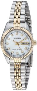 armitron women's 75/2475mop genuine crystal accented two-tone bracelet watch
