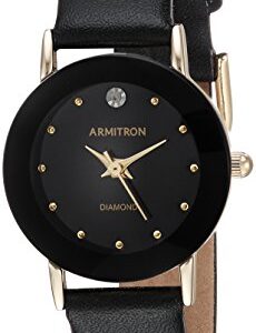 Armitron Women's 75/2447BLK Diamond-Accented Watch with Black Leather Band