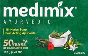 medimix herbal handmade ayurvedic classic 18 herb soap for healthy and clear skin (125 g)