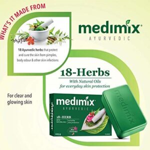 Medimix Herbal Handmade Ayurvedic Classic 18 Herb Soap for Healthy and Clear Skin (125 g)