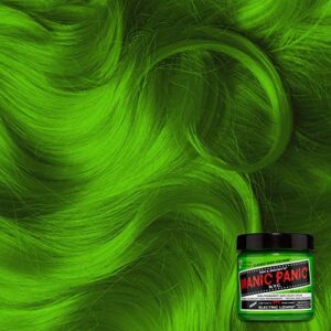 MANIC PANIC Electric Lizard Green Hair Dye – Classic High Voltage - Semi Permanent Bright Neon Green Hair Dye With Lime Green Hues – Glows in Blacklight - Vegan, PPD And Ammonia Free (4oz)