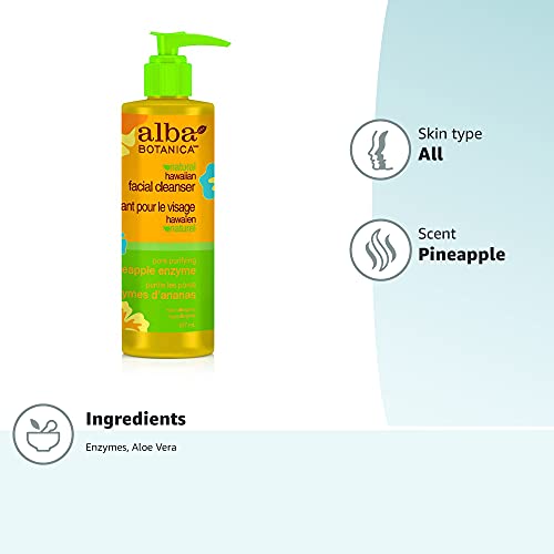 Alba Botanica Hawaiian Facial Cleanser, Pore Purifying Pineapple Enzyme, 8 Oz