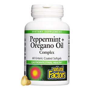 natural factors, peppermint & oregano oil complex, digestive aid for gastrointestinal health, 60 softgels