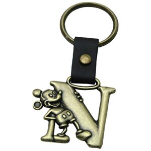 mickey mouse letter n brass key chain
