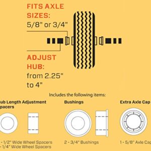 Marathon Universal Fit Pneumatic (Air Filled) Hand Truck / All Purpose Utility Tire on Wheel with Adapter Kit Included