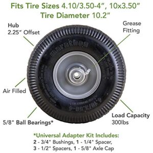 Marathon Universal Fit Pneumatic (Air Filled) Hand Truck / All Purpose Utility Tire on Wheel with Adapter Kit Included