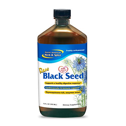 NORTH AMERICAN HERB & SPICE Black Seed Oil - 12 fl. oz. - Cardiovascular, Digestive & Immune Support - Contains Wild, Mediterranean Oreganol P73 Oregano Oil - Non-GMO - 72 Total Servings