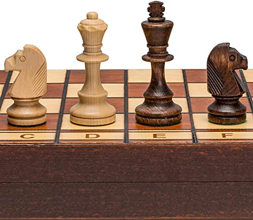 Wegiel Handmade Jowisz Professional Tournament Chess Set - Wooden 16 Inch Folding Board With Felt Base & Hand Carved Chess Pieces - Compartment Inside The Board To Store Each Piece