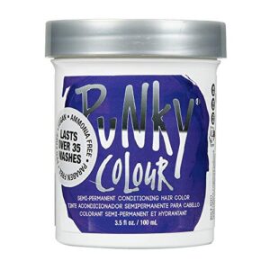 punky violet semi permanent conditioning hair color, non-damaging hair dye, vegan, ppd and paraben free, transforms to vibrant hair color, easy to use and apply hair tint, lasts up to 35 washes, 3.5oz