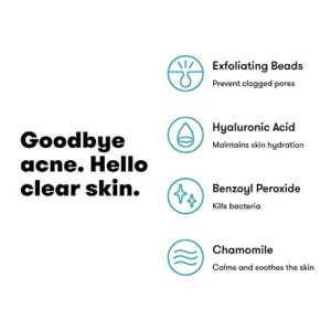 Proactiv Acne Cleanser - Benzoyl Peroxide Face Wash and Acne Treatment - Daily Facial Cleanser and Hyularonic Acid Moisturizer with Exfoliating Beads - 60 Day Supply, 4 Oz