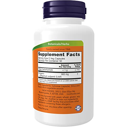 NOW Supplements, Oregano (Origanum vulgare) 450 mg, Free Radical Scavenger*, 100 Veg Capsules