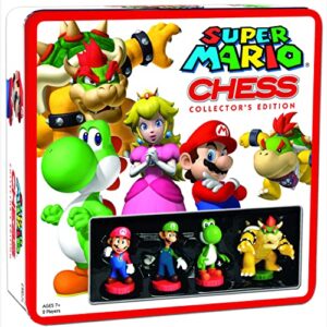 usaopoly super mario chess set | 32 custom scuplt chesspiece for 2 players including iconic characters like mario, luigi, peach, toad, bowser | themed chess game from nintendo video games