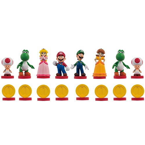 USAOPOLY Super Mario Chess Set | 32 Custom Scuplt Chesspiece for 2 players Including Iconic Characters Like Mario, Luigi, Peach, Toad, Bowser | Themed Chess Game from Nintendo Video Games