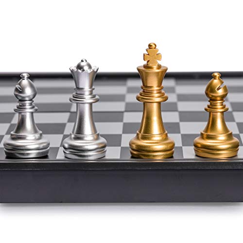 Yellow Mountain Imports Travel Magnetic Chess Set (9.8-Inch) - Folding and Portable Board Game