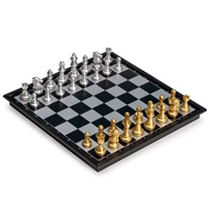 Yellow Mountain Imports Travel Magnetic Chess Set (9.8-Inch) - Folding and Portable Board Game