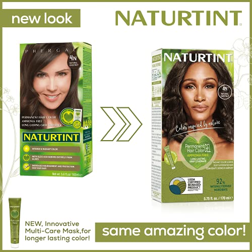 Naturtint Permanent Hair Color 4N Natural Chestnut (Pack of 1), Ammonia Free, Vegan, Cruelty Free, up to 100% Gray Coverage, Long Lasting Results