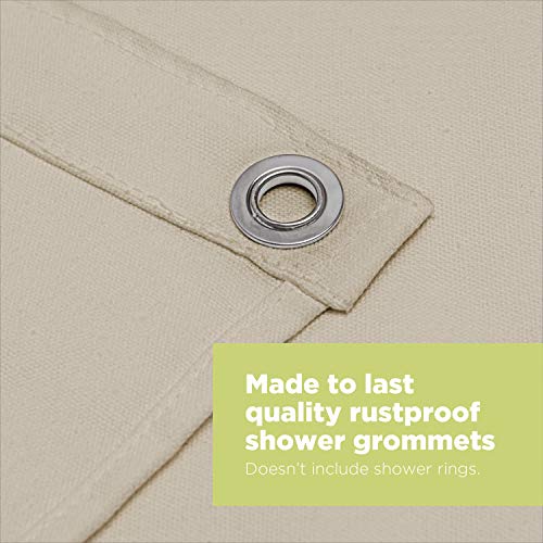 Bean Products Cotton Shower Curtain (Natural), [70" x 74"] | All Natural Materials - Made in USA | Works with Tub, Bath and Stall Showers