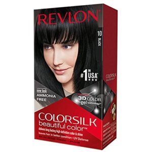 revlon permanent hair color, permanent hair dye, colorsilk with 100% gray coverage, ammonia-free, keratin and amino acids, 10 black, 4.4 oz (pack of 1)