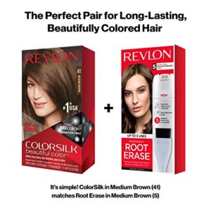 Permanent Hair Color by Revlon, Permanent Hair Dye, Colorsilk with 100% Gray Coverage, Ammonia-Free, Keratin and Amino Acids, 41 Medium Brown, 4.4 Oz (Pack of 1)