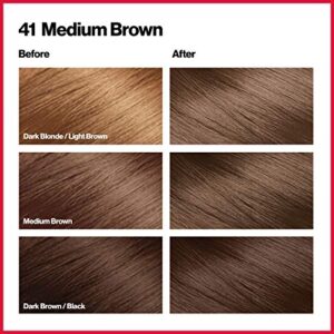 Permanent Hair Color by Revlon, Permanent Hair Dye, Colorsilk with 100% Gray Coverage, Ammonia-Free, Keratin and Amino Acids, 41 Medium Brown, 4.4 Oz (Pack of 1)