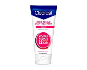 clearasil rapid rescue deep treatment acne face wash, maximum strenght with 2% salicylic acid acne medication, acne facial cleanser, 6.78 fl oz