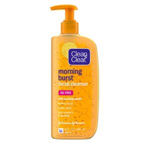 clean & clear morning burst oil-free facial cleanser with brightening vitamin c, ginseng, and gentle daily brightening face wash for all skin types, hypoallergenic, 8 oz