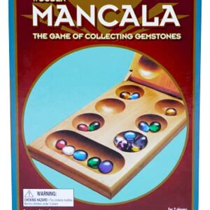 Pressman Mancala - Real Wood Folding Set, with Multicolor Stones by Pressman, 2 players