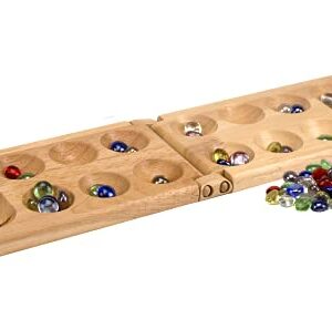 Pressman Mancala - Real Wood Folding Set, with Multicolor Stones by Pressman, 2 players