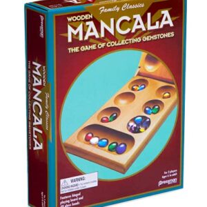 Pressman Mancala - Real Wood Folding Set, with Multicolor Stones by Pressman, 2 players