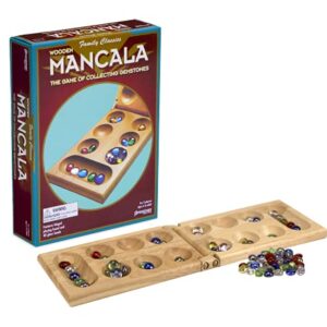 Pressman Mancala - Real Wood Folding Set, with Multicolor Stones by Pressman, 2 players