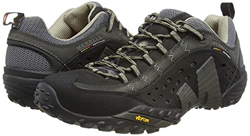 Merrell mens Merrell Mens Intercept Breathable Walking Shoes J73703 Black Smooth Black Leather UK Size 10 (EU 44.5, US 10.5)