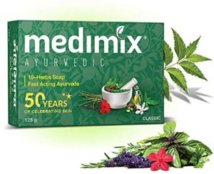medimix herbal handmade ayurvedic18 herb soap for healthy and clear skin, 125 gram (pack of 12)